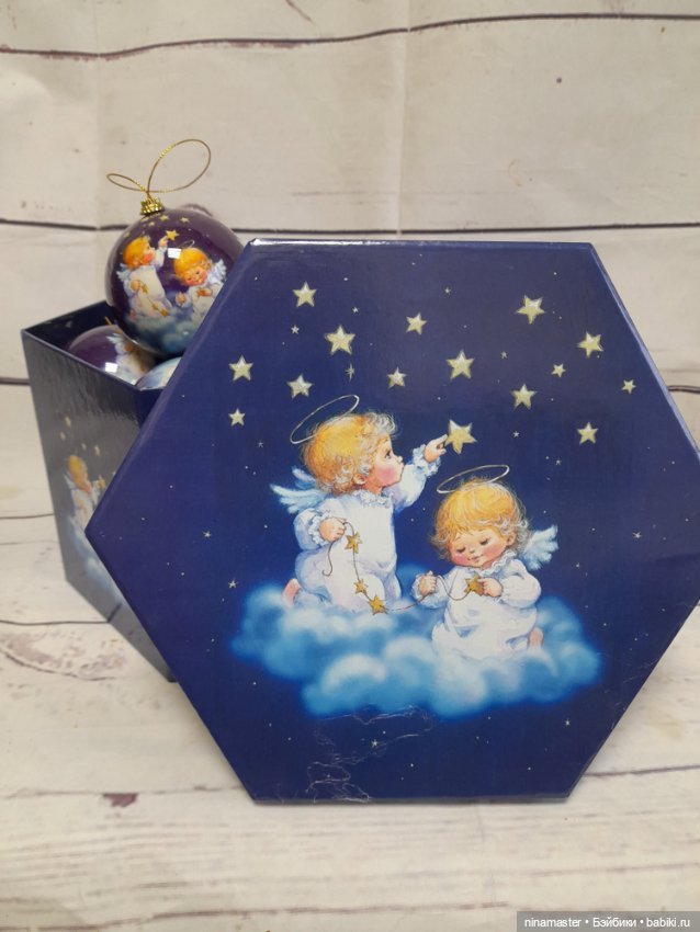 Елочные шары Ангелы и пуансеттия (фото 2)