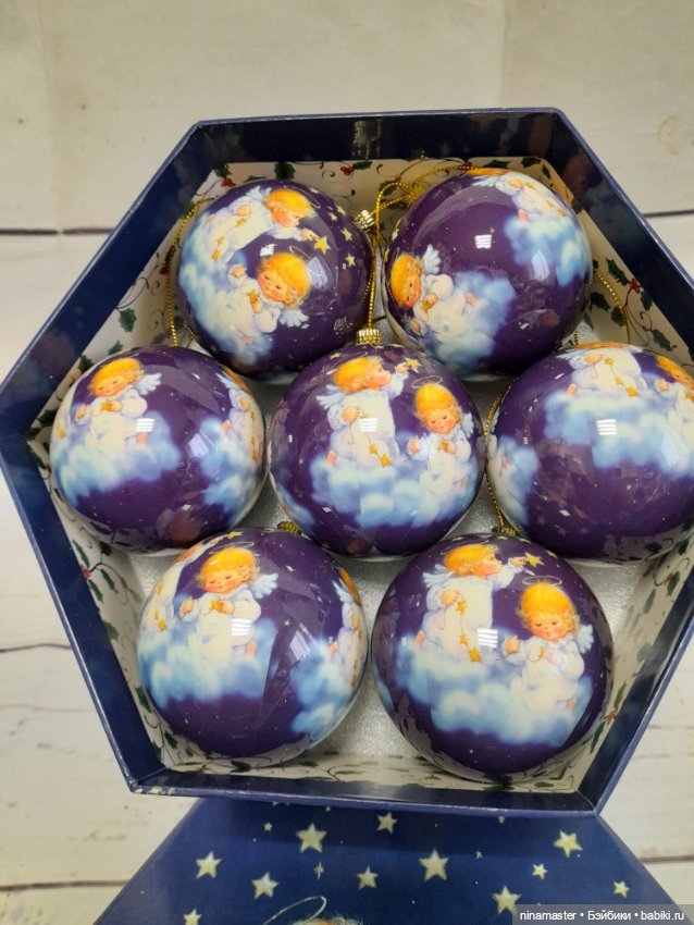 Елочные шары Ангелы и пуансеттия (фото 5)