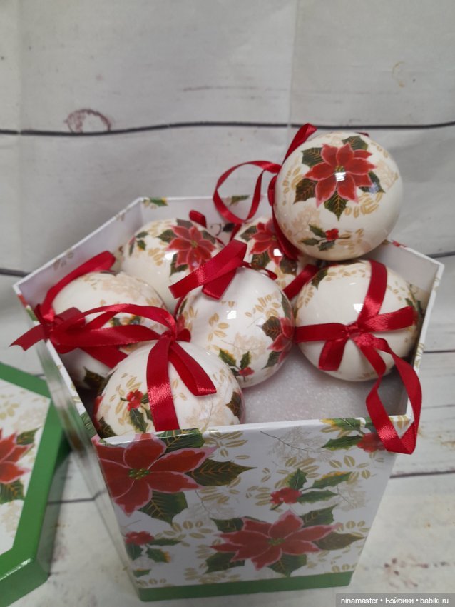 Елочные шары Ангелы и пуансеттия (фото 10)