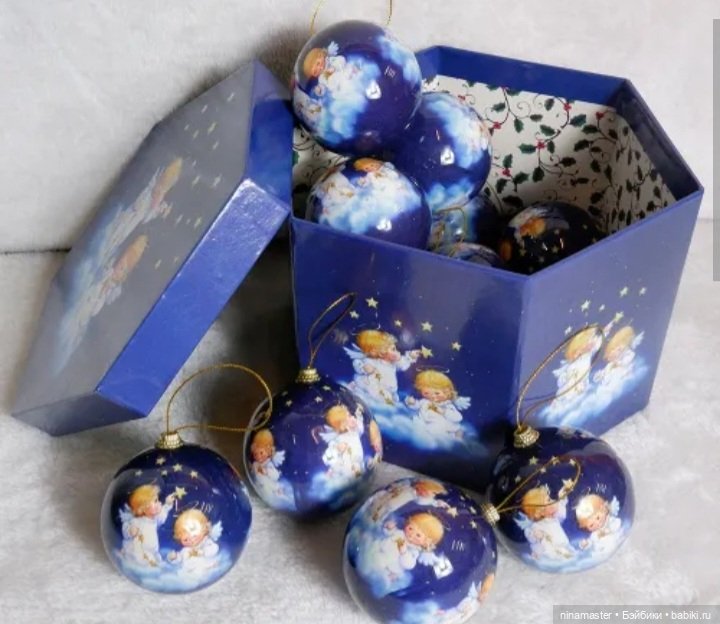 Елочные шары Ангелы и пуансеттия