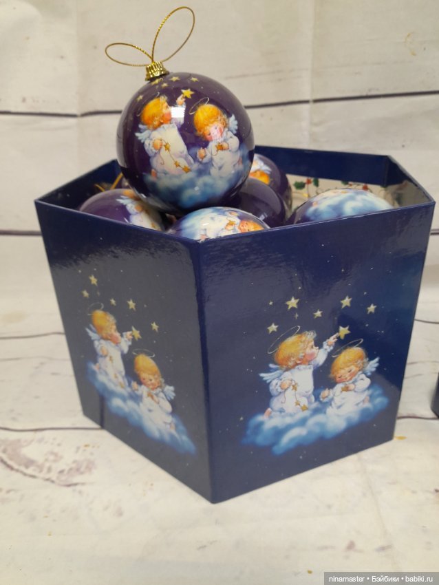 Елочные шары Ангелы и пуансеттия (фото 3)