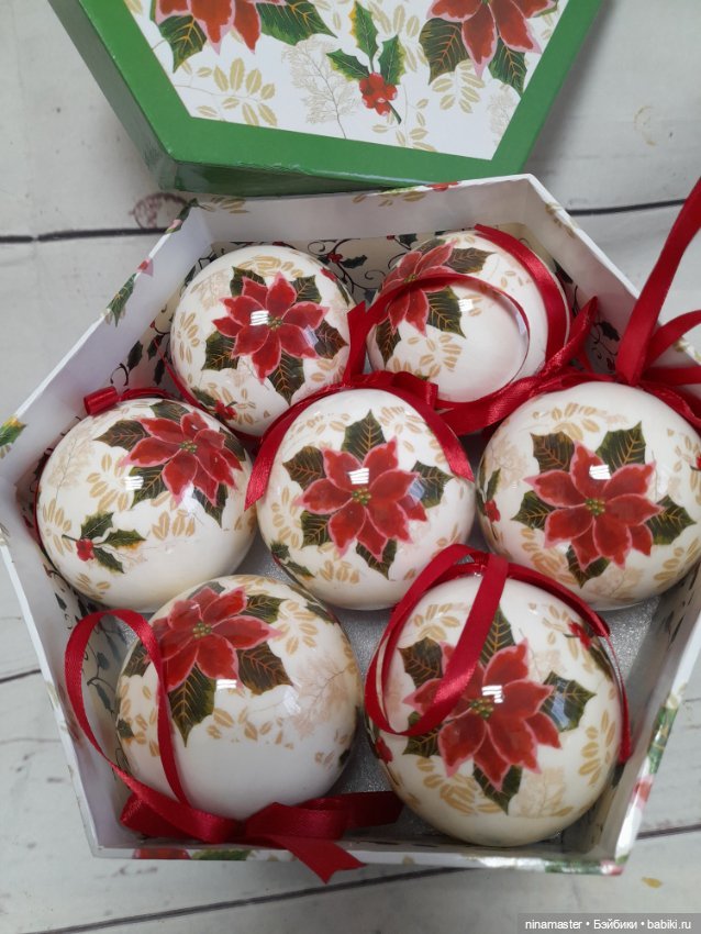 Елочные шары Ангелы и пуансеттия (фото 9)