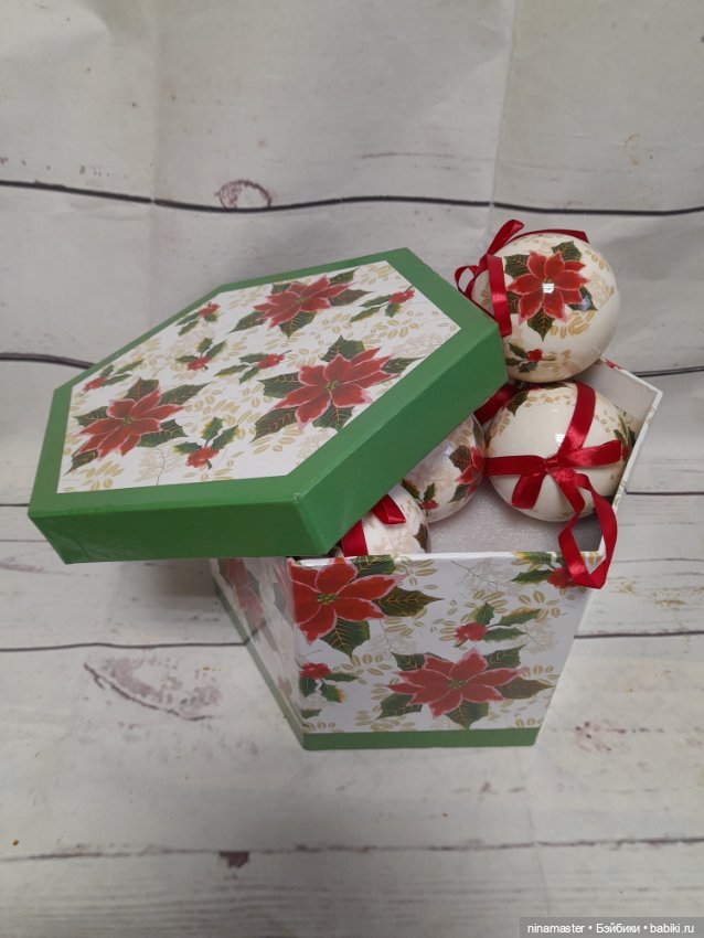 Елочные шары Ангелы и пуансеттия