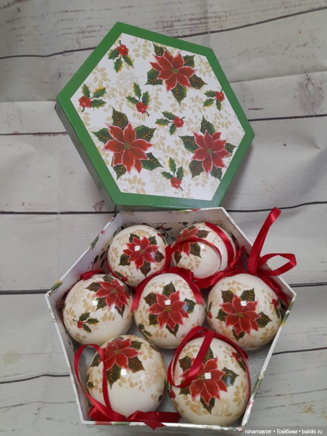 Елочные шары Ангелы и пуансеттия (фото 6)