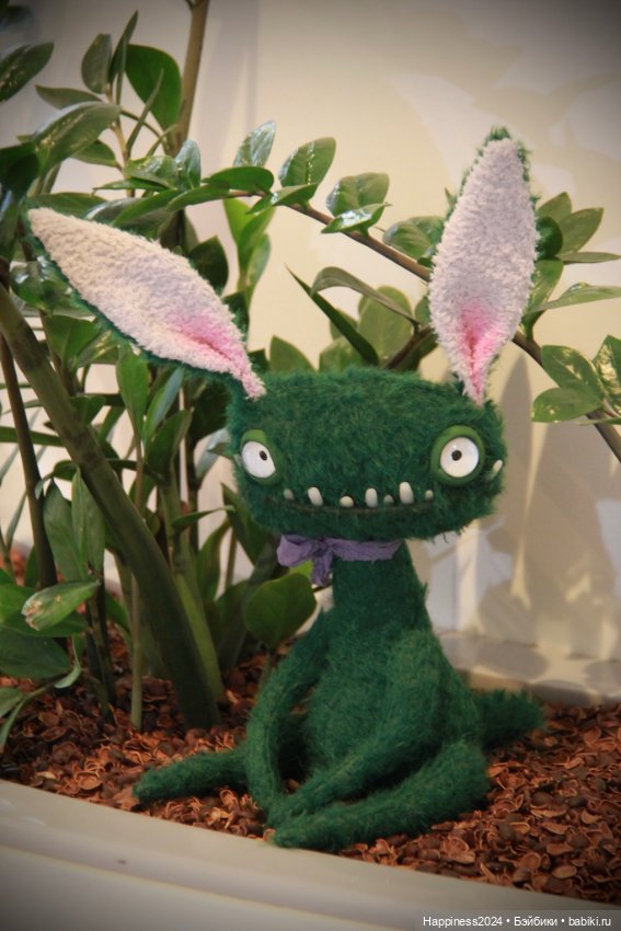 Зеленый заяц монстрик — Авторские игрушки (фото 7)