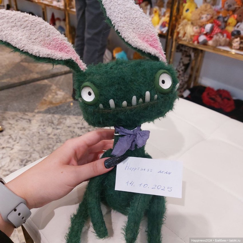 Зеленый заяц монстрик — Авторские игрушки (фото 8)