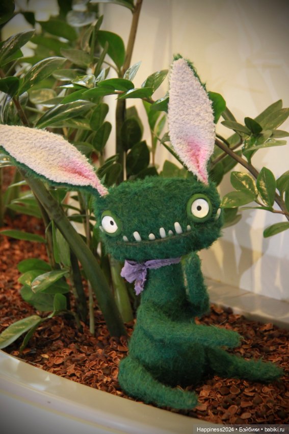 Зеленый заяц монстрик — Авторские игрушки (фото 5)