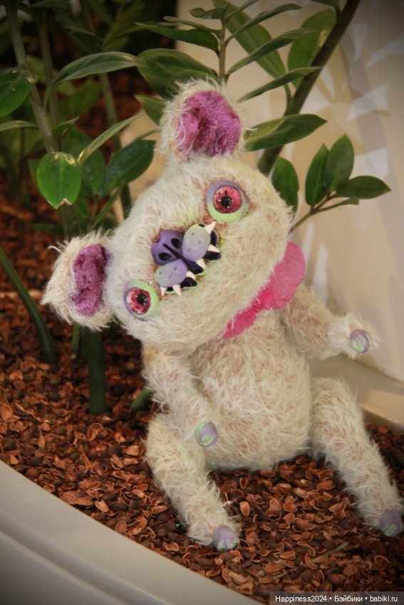 Зеленый кот монстрик — Авторские игрушки