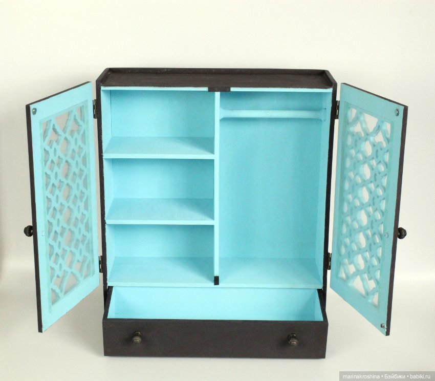 Шкаф деревянный 35 см — Кукольная мебель (фото 3)