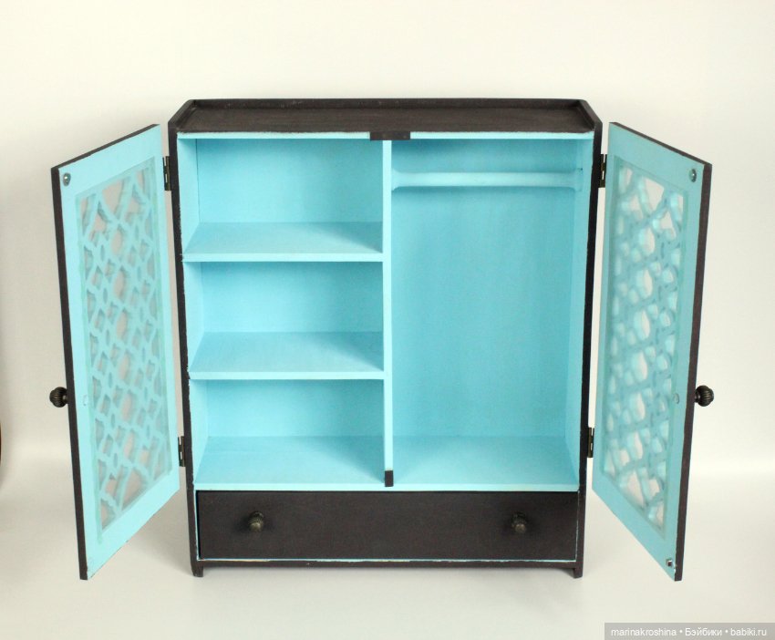 Шкаф деревянный 35 см — Кукольная мебель (фото 2)