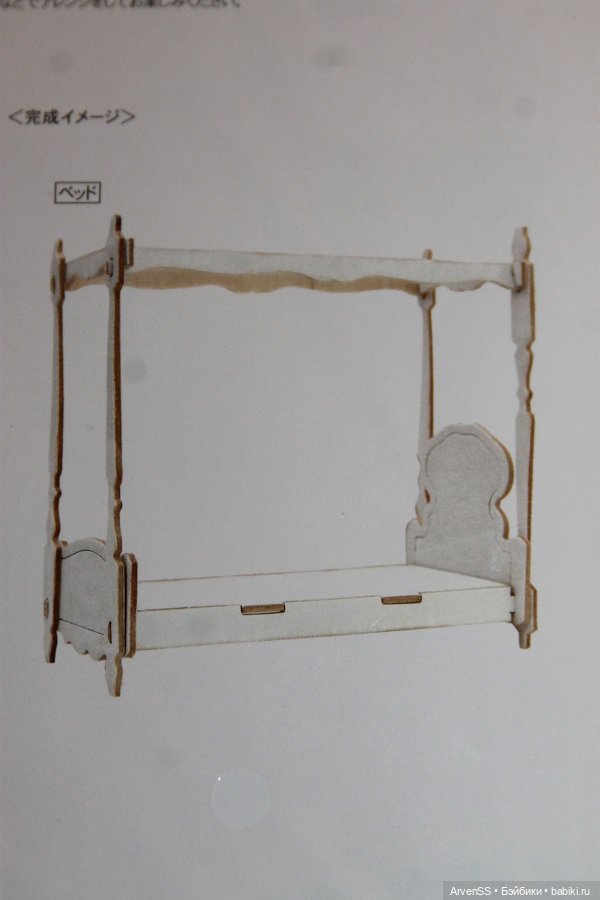 Сборная кровать с балдахином Wood Craft для кукол 1/12 (фото 4)
