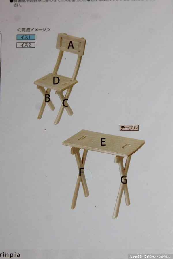 Сборный дачный набор (столик и стулья) Wood Craft для кукол 1/12 (фото 4)