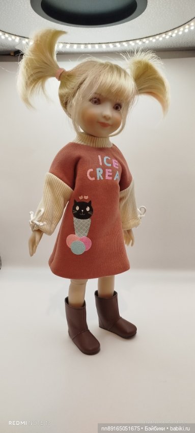 Теплое платье "Сладкоежка" для кукол Паола Рейна 32-34 см и Руби Ред 31 см (фото 5)