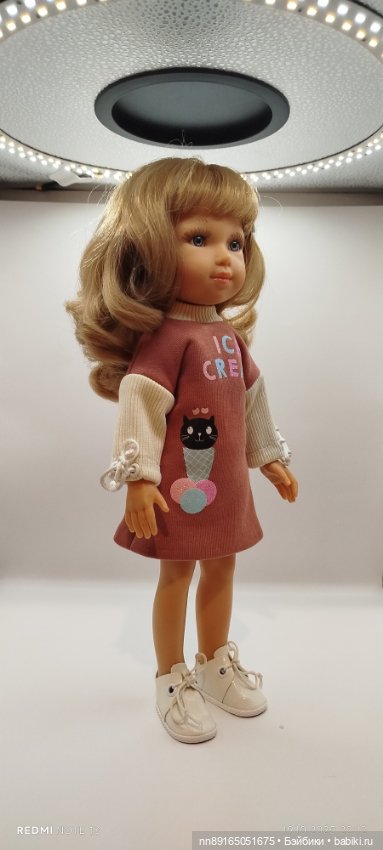 Теплое платье "Сладкоежка" для кукол Паола Рейна 32-34 см и Руби Ред 31 см (фото 3)