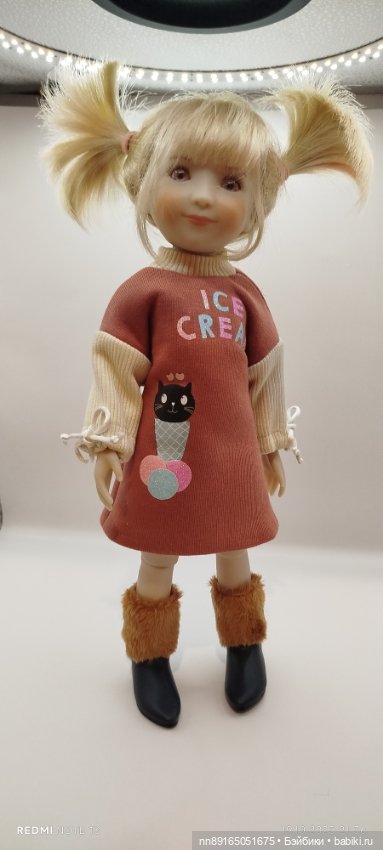 Теплое платье "Сладкоежка" для кукол Паола Рейна 32-34 см и Руби Ред 31 см (фото 6)