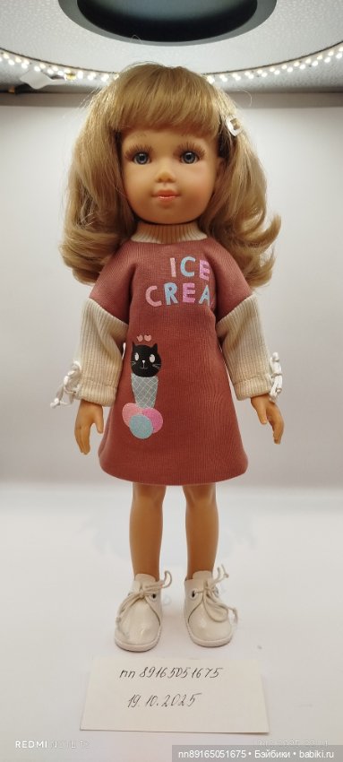 Теплое платье "Сладкоежка" для кукол Паола Рейна 32-34 см и Руби Ред 31 см (фото 8)