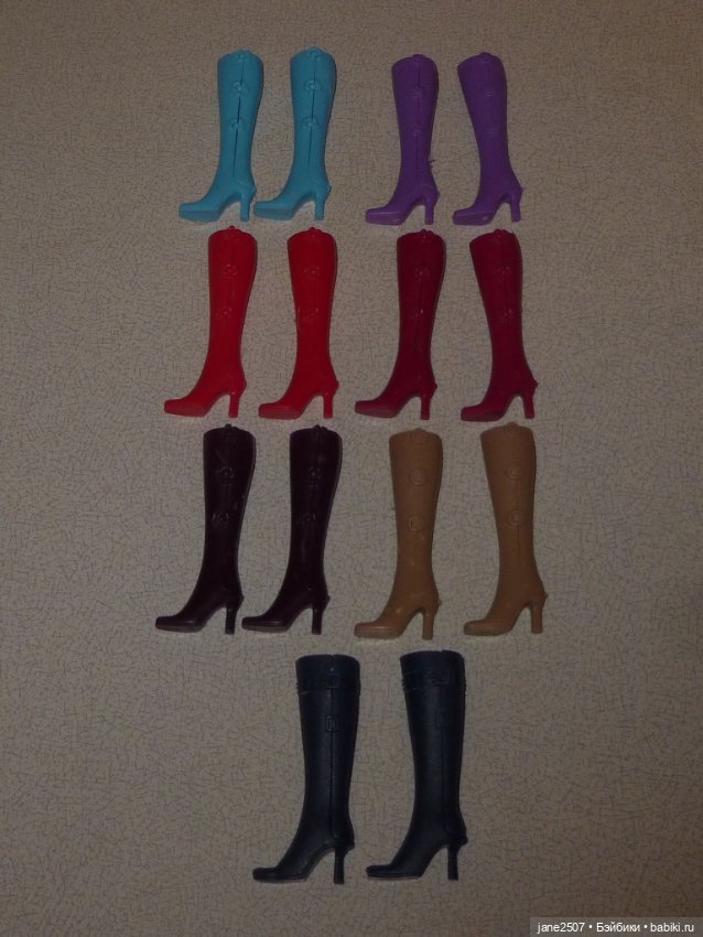 Лот обуви для Барби 2 - сапоги - 7 цветов - подходят Dynamite girls, куклам 12 дюймов