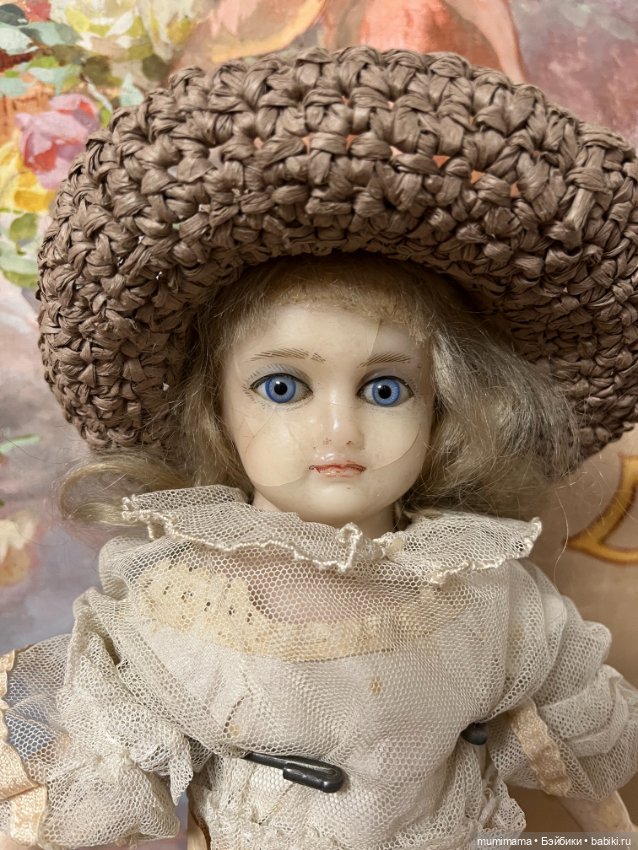 Антикварная восковая куколка рост 43 см (фото 8)