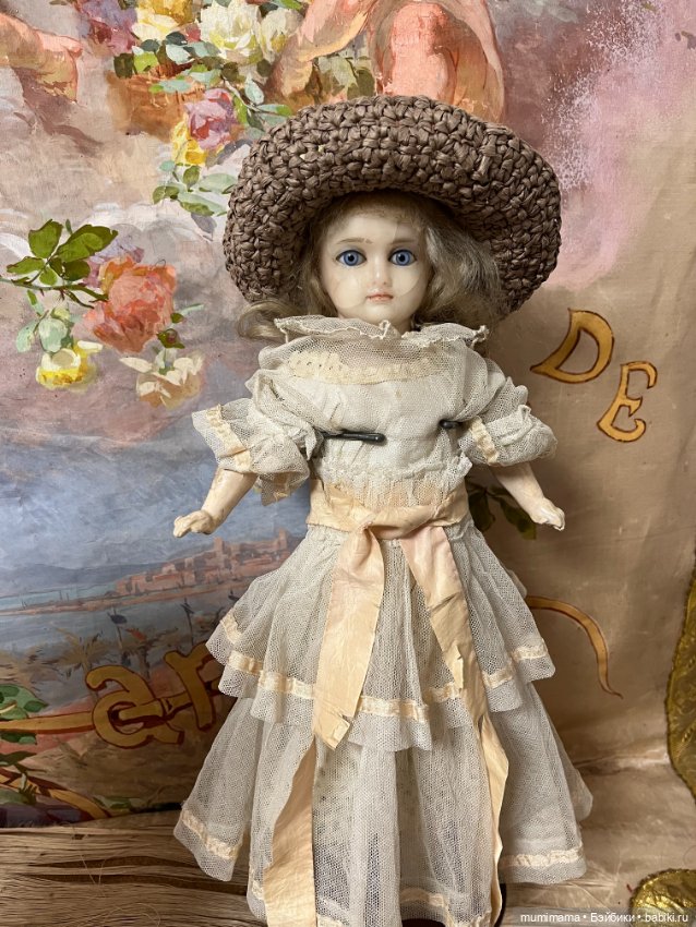 Антикварная восковая куколка рост 43 см (фото 3)