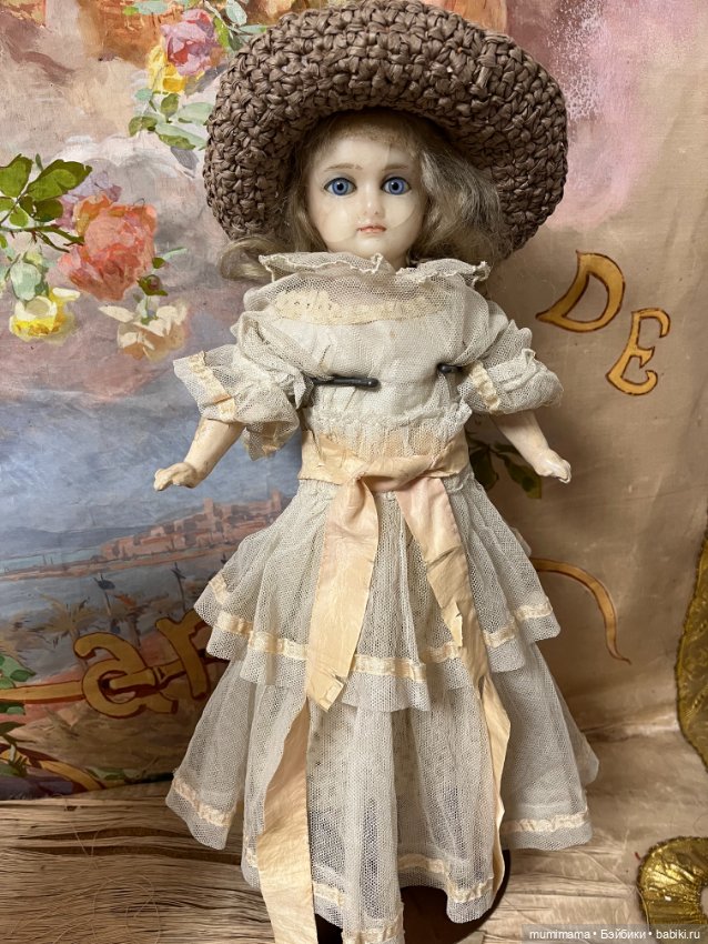 Антикварная восковая куколка рост 43 см (фото 4)