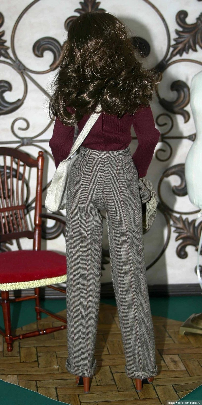 Выкройка PDF в натуральную величину / широкие брюки, водолазка, кепка и сумка для куклы Тоннер 40 см (фото 4)