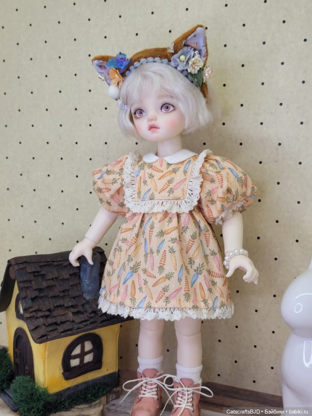 Платье с морковками для 1/6 yosd tiny bjd (фото 4)