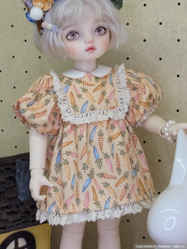 Платье с морковками для 1/6 yosd tiny bjd (фото 5)