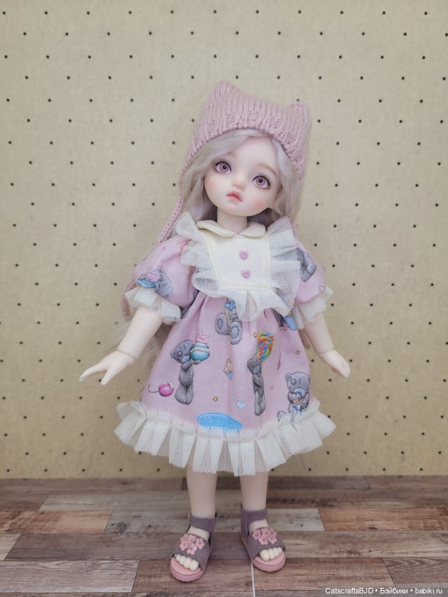 Платье с тедди для 1/6 yosd tiny bjd