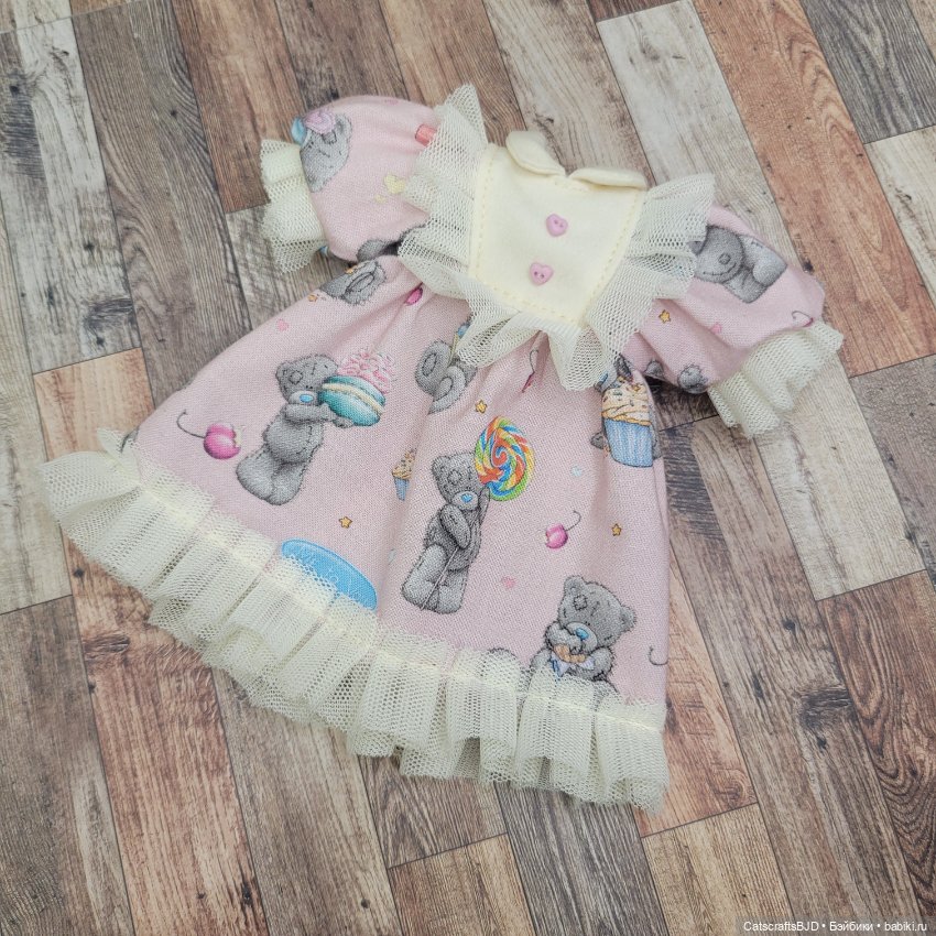 Платье с тедди для 1/6 yosd tiny bjd (фото 8)