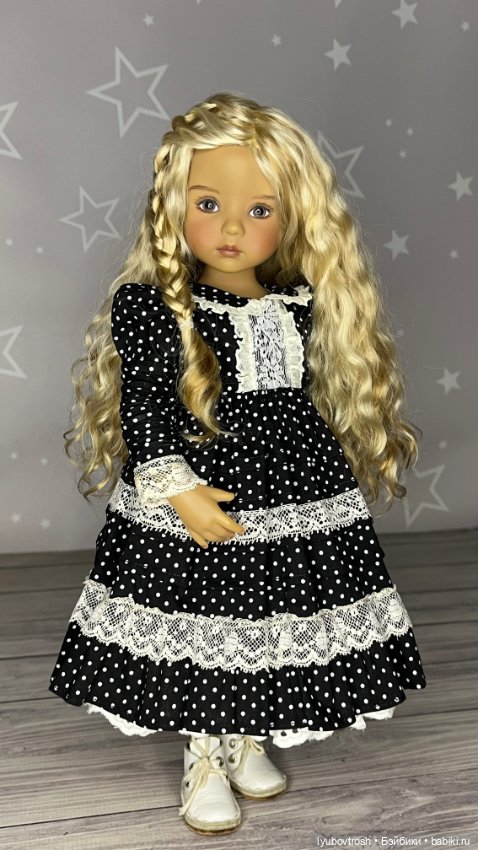Нарядное платье в горошек с пышным подъюбникомд для Паола Рейна и аналогичных кукол , ростом 33см (фото 6)