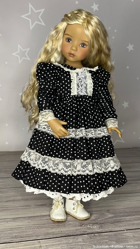 Нарядное платье в горошек с пышным подъюбникомд для Паола Рейна и аналогичных кукол , ростом 33см (фото 9)