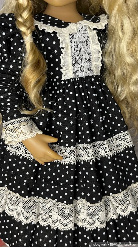 Нарядное платье в горошек с пышным подъюбникомд для Паола Рейна и аналогичных кукол , ростом 33см (фото 7)