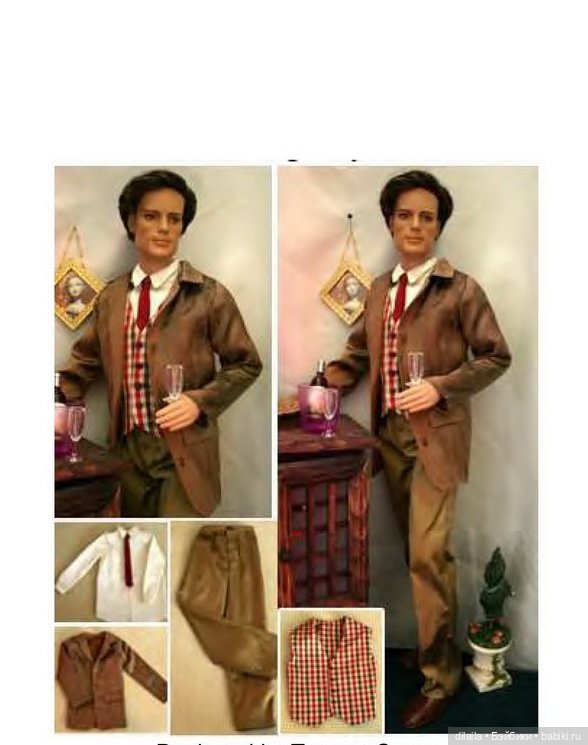 Выкройка PDF в натуральную величину / Джентльменский костюм для кукол Тоннер 43-44 см