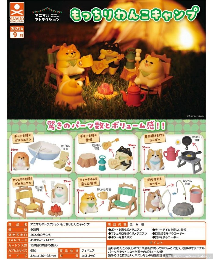 Полный сет фигурок "Собачки на пикнике" Гасяпон (Gashapon) (фото 5)