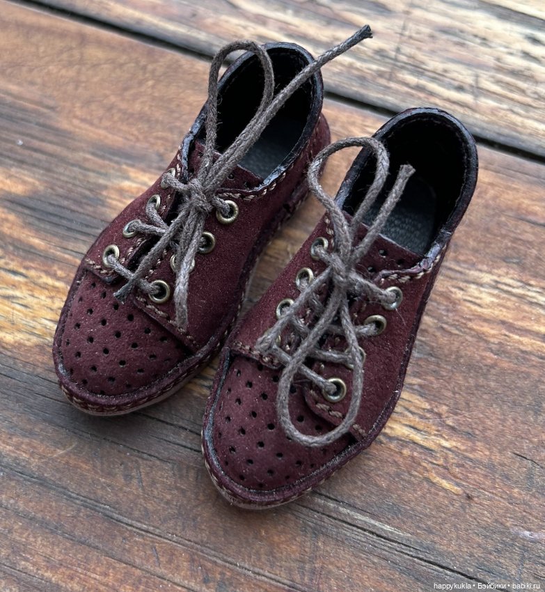 Ботиночки из натуральной кожи для бжд кукол с размером ноги до 5,3х2,0см (фото 4)