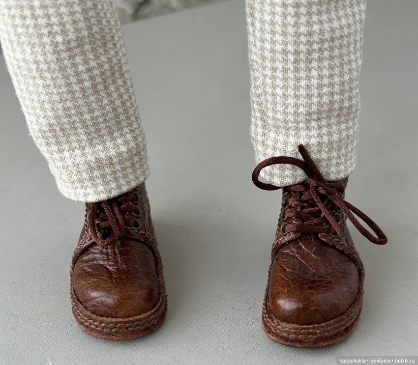 Ботиночки из натуральной кожи для бжд кукол с размером ноги до 5,3х2,0см (фото 7)
