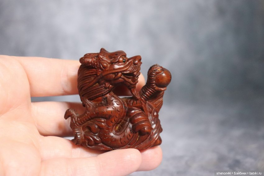 Нэцкэ, окимоно "Дракон в волнах" (фото 5)