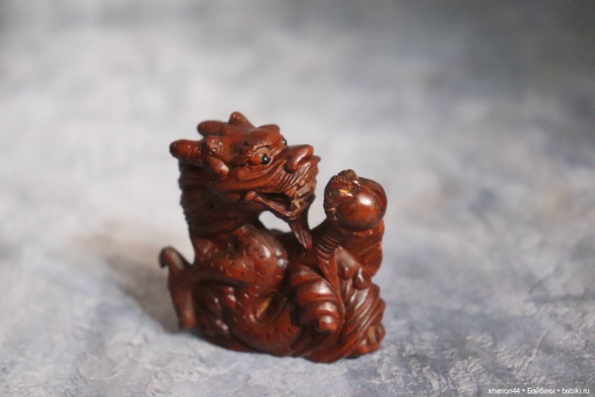 Нэцкэ, окимоно "Дракон в волнах" (фото 4)