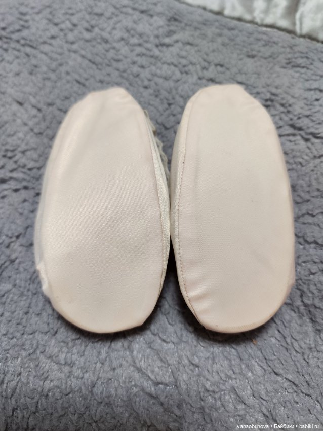 Винтажные розовые атласные пинетки-балетки для больших кукол (фото 5)