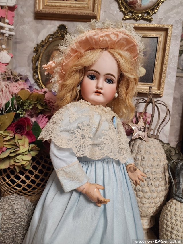 Антикварная ранняя кукла Хандверк 79, рост 55 см