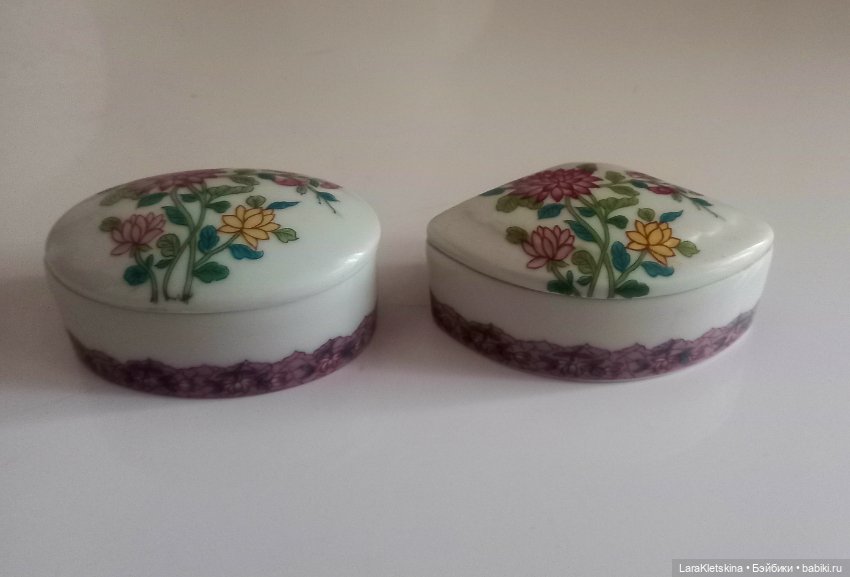 Лимож Франция. Пара миниатюрных шкатулок из фарфора (фото 2)