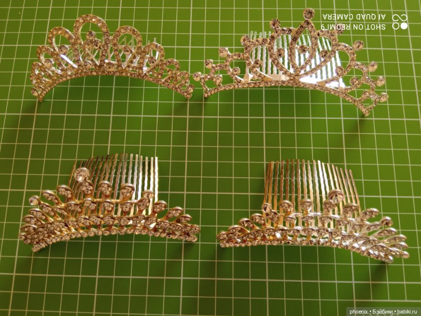 Металлические короны / диадемы на гребне со стразами Swarovski. Продажа лотом. Цена за все 4 штуки (фото 5)
