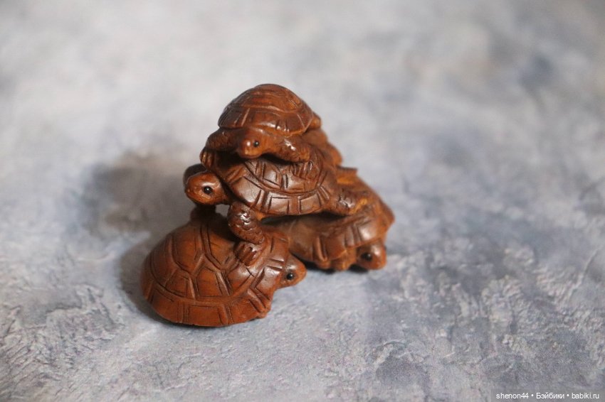 Нэцкэ «4 черепашки». Винтаж, подписана резчиком (фото 6)
