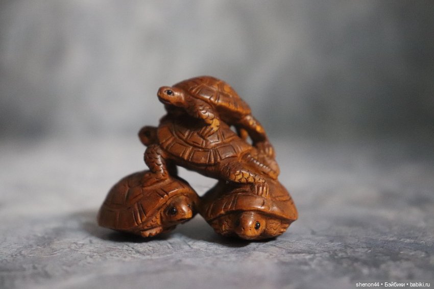 Нэцкэ «4 черепашки». Винтаж, подписана резчиком (фото 9)