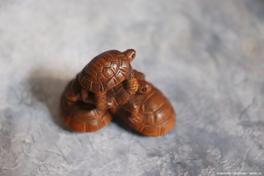 Нэцкэ «4 черепашки». Винтаж, подписана резчиком (фото 8)