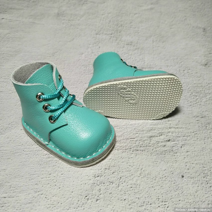 Обувь для кукол Паола Рейна (Ботиночки для куклы Paola Reina) Ботинки бирюзовые (фото 4)