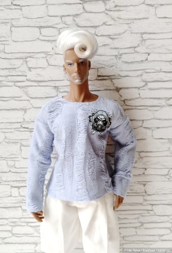 Лонгслив лакшери рвань с логотипом бренда Адонис Менгф (фото 5)