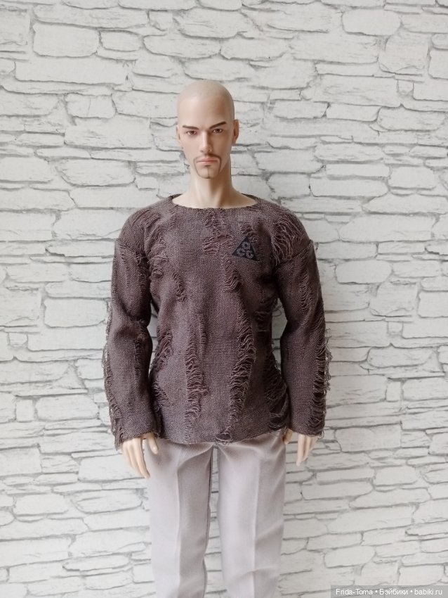 Лонгслив лакшери рвань с логотипом бренда Адонис Менгф (фото 3)