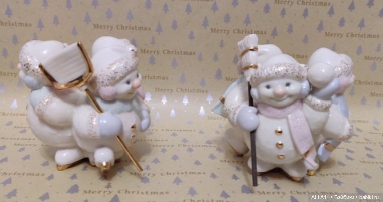 Великолепные подсвечники Снеговички-редчайшие, декорированные позолотой. Набор 2 Подсвечника , состо (фото 2)