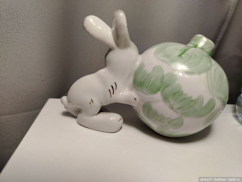 Фарфоровая статуэтка "Заяц с кочаном капусты" Сысерть (фото 5)